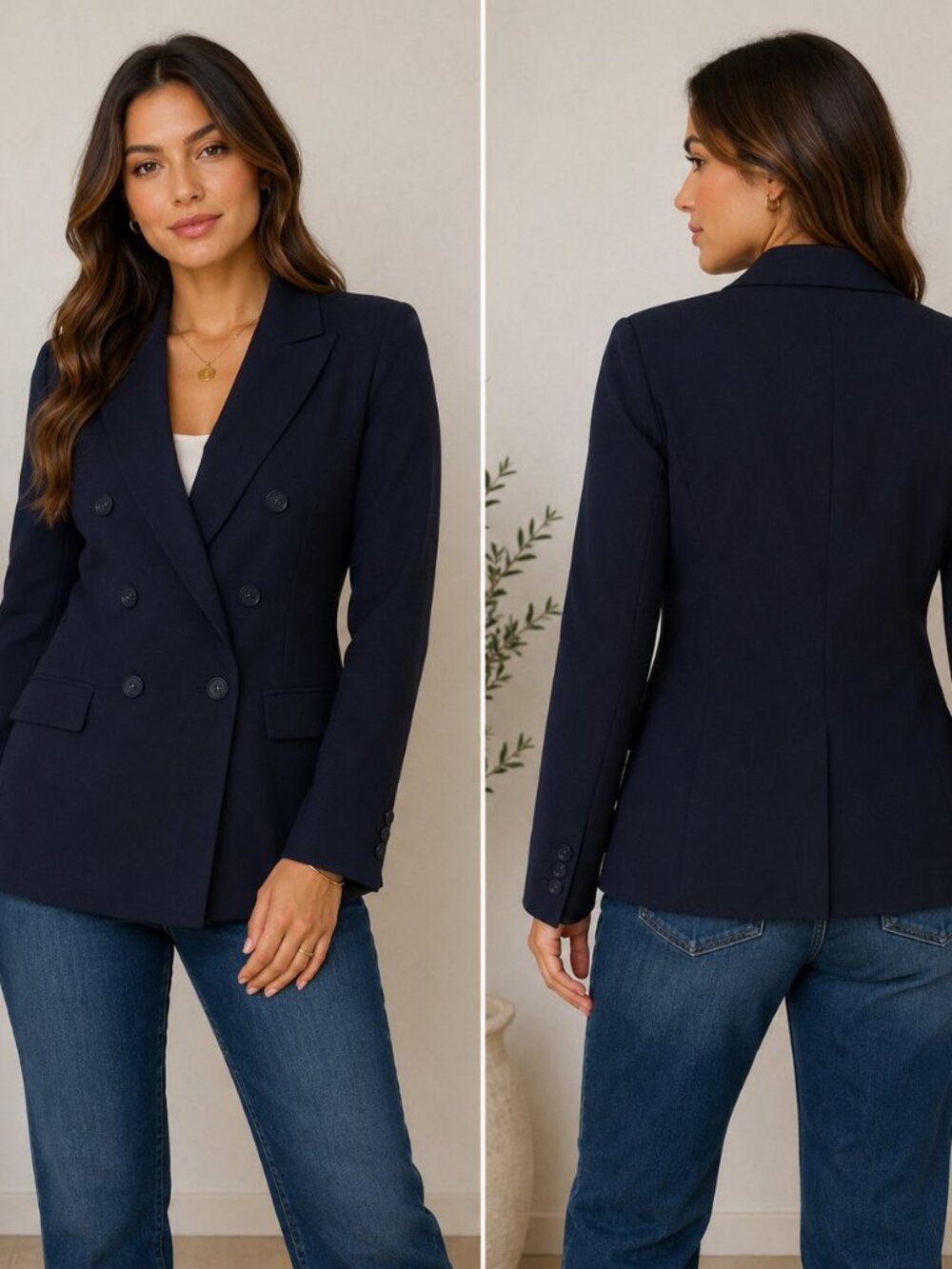 Karl Lagerfeld Paris double breasted blazer navy blue size 12